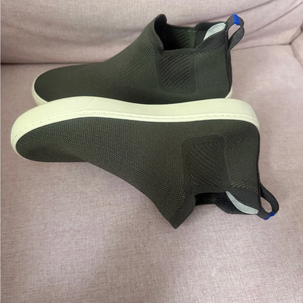 Women’s Slip-On Knit Sneakers in Dark Olive with Cream Sole